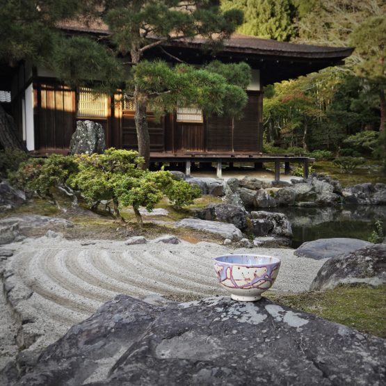 Yuki-no Hana - Chawan von NARIEDA im Zen Garten des Ginkakuji
